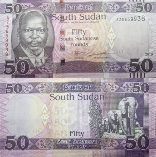 Banknot świata Sudan Południowy 50 funty 2019 P-14