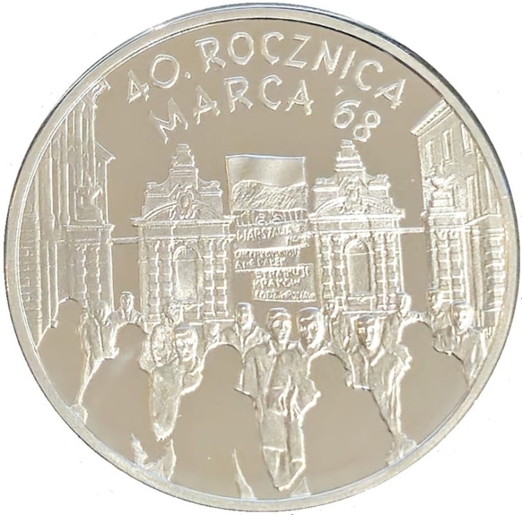 Moneta 10 zł 40. rocznica Marca 68 2008 rewers