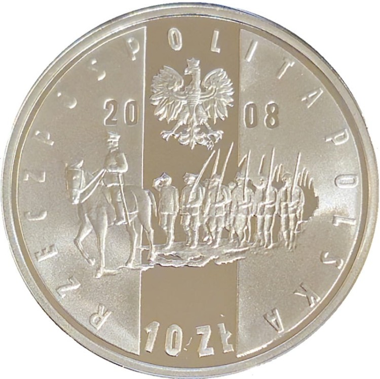 Moneta 10 zł 90. rocz. Powstania Wielkopolskiego 2008 awers