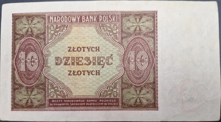 Banknot 10 złotych 1946 rewers
