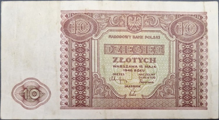 Banknot 10 złotych 1946 awers