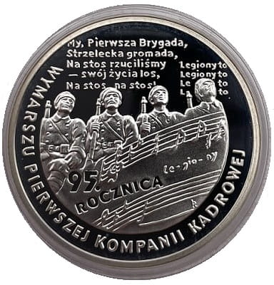 Moneta 10 zł 95 rocznica wymarszu Kompanii Kadrowej 2009 rewers