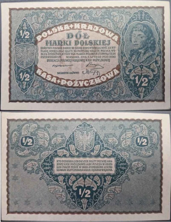 Banknot 1/2 marki 1919