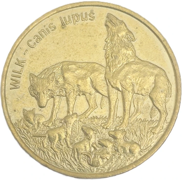 Moneta okolicznościowa 2 zł Wilk 1999 rewers