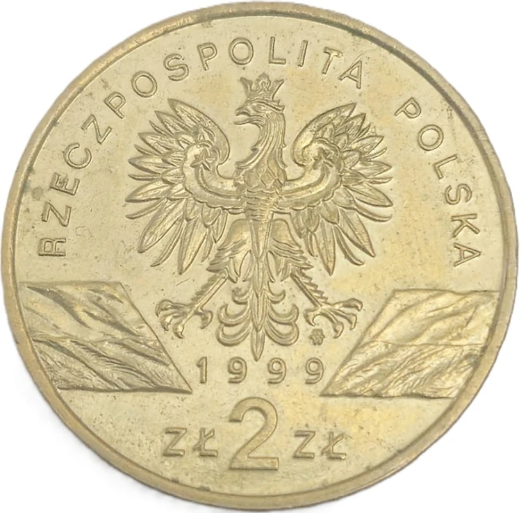 Moneta okolicznościowa 2 zł Wilk 1999 awers