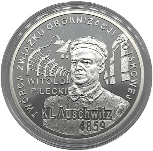 Moneta 10 zł 65 rocznica Oswobodzenia KL Auschwitz-Birkenau 2010 rewers