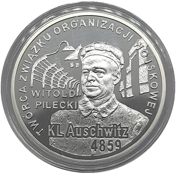 Moneta 10 zł 65 rocznica Oswobodzenia KL Auschwitz-Birkenau 2010 rewers