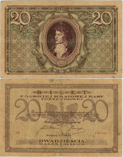 Banknot 20 marek polskich V 1919
