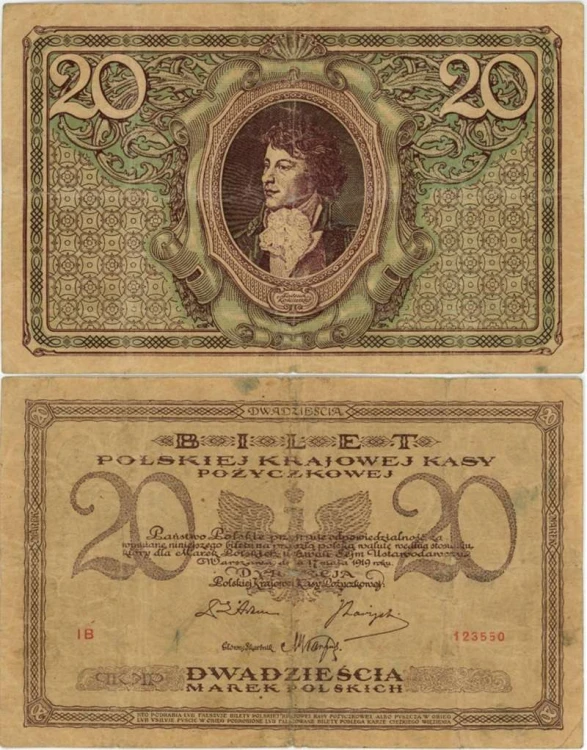 Banknot 20 marek polskich V 1919