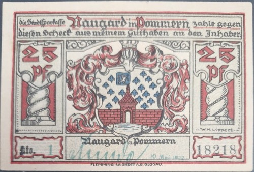 Nowogard - Naugard 25 pfenningów 1922 awers