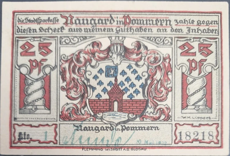 Nowogard - Naugard 25 pfenningów 1922 awers