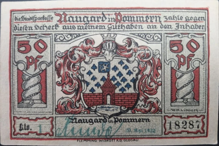 Nowogard - Naugard 50 pfenningów 1922 awers