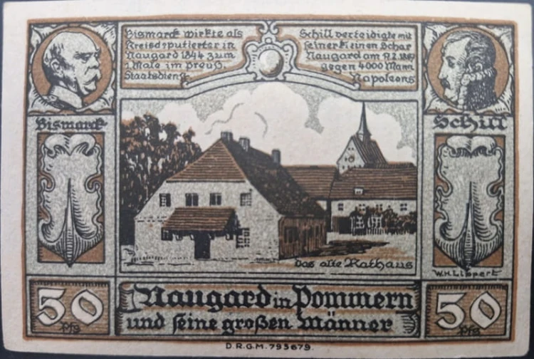 Nowogard - Naugard 50 pfenningów 1922 rewers