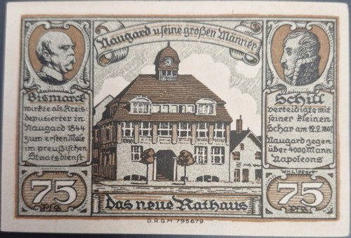 Nowogard - Naugard 75 pfenningów 1922 rewers