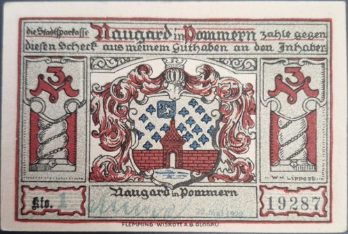 Nowogard - Naugard 3 marka 1922 awers