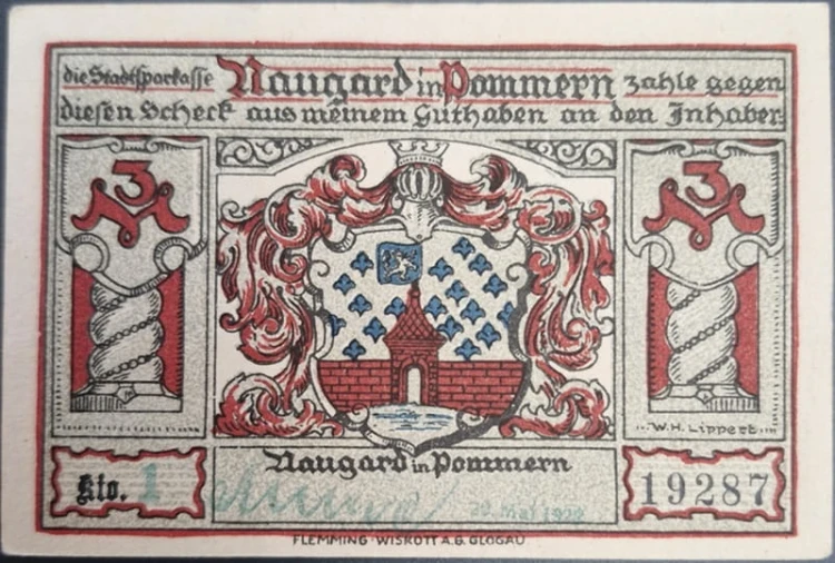 Nowogard - Naugard 3 marka 1922 awers