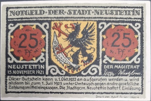 Szczecinek - Neustettin 25 pfenningów 1922 awers