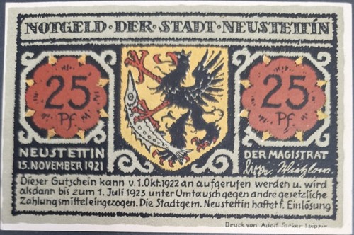 Szczecinek - Neustettin 25 pfenningów 1922 awers