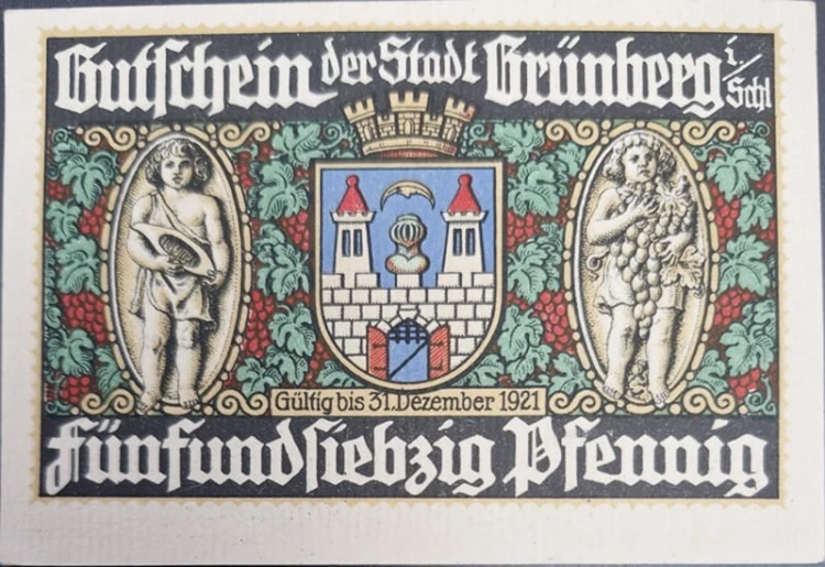 Zielona Góra - Grünberg 75 pfenningów 1921 awers