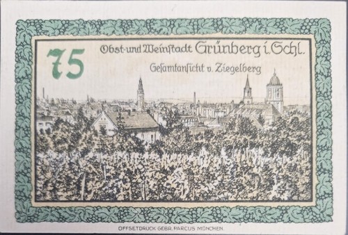 Zielona Góra - Grünberg 75 pfenningów 1921 panorama