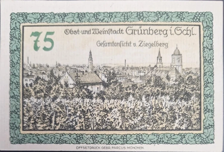 Zielona Góra - Grünberg 75 pfenningów 1921 panorama