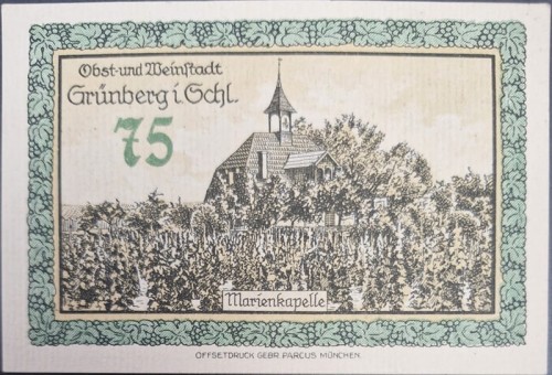 Zielona Góra - Grünberg 75 pfenningów 1921 Kościół