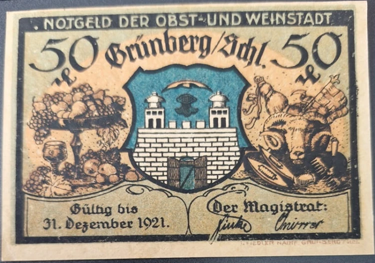 Zielona Góra - Grünberg 50 pfenningów 1921 Chata awers