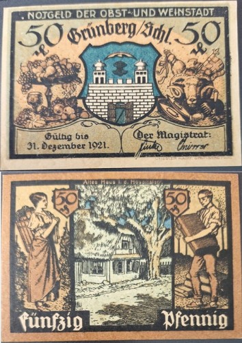 Zielona Góra - Grünberg 50 pfenningów 1921 Chata