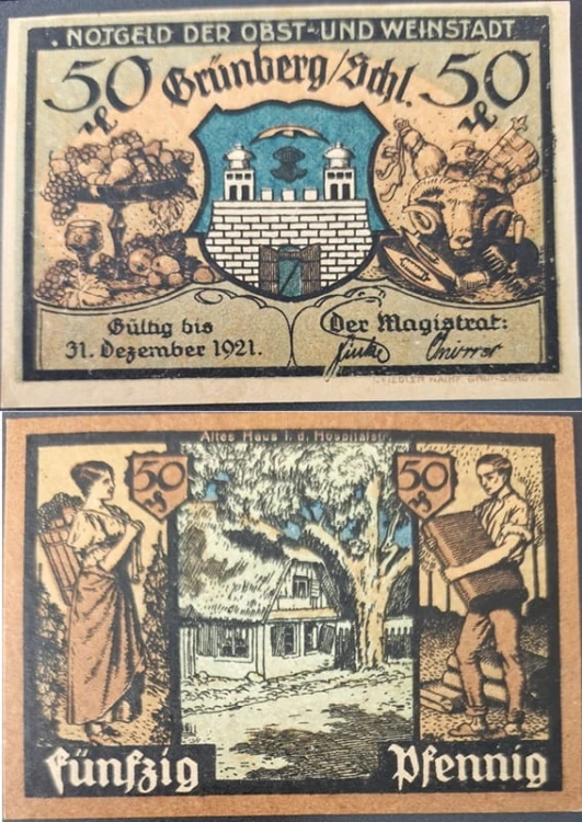 Zielona Góra - Grünberg 50 pfenningów 1921 Chata