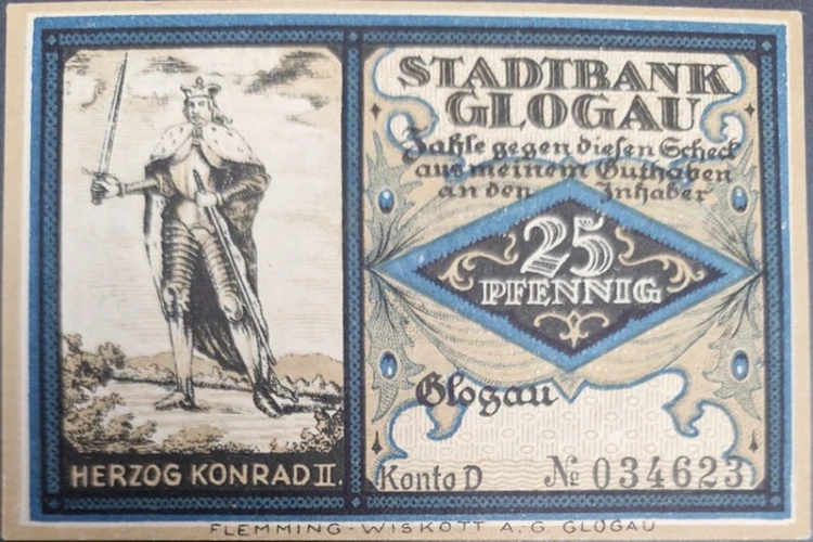 Głogów Stadtbank Glogau 25 pfenningów 1921 awers