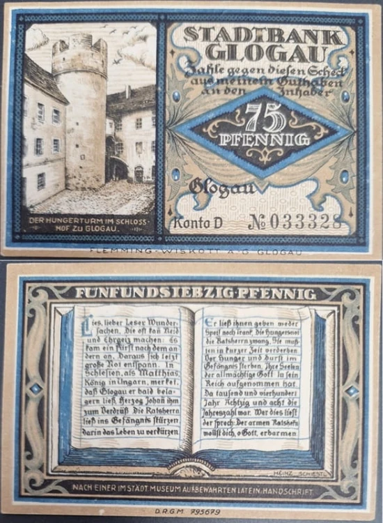 Głogów - Glogau 75 pfenningów 1921