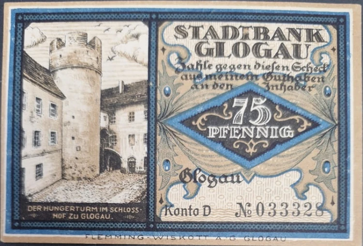Głogów - Glogau 75 pfenningów 1921 awers
