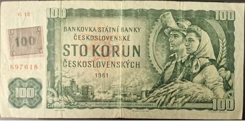 Czechosłowacja banknot 100 koron 1961 awers
