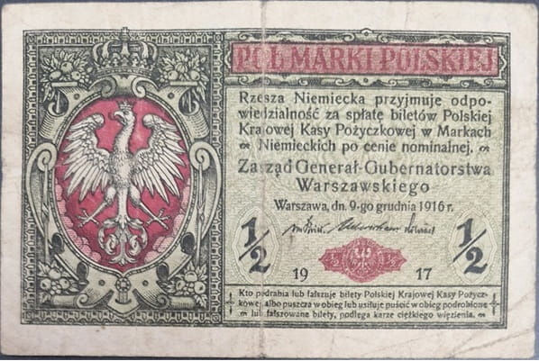 1/2 marki polskich 1917 generał awers