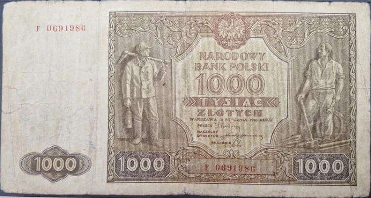 Banknot 1000 zł 1946 rewers