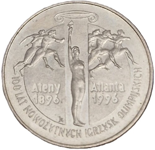 Moneta okolicznościowa 2 zł 100 lat Nowożytnych Igrzysk Olimpijskich 1995 rewers