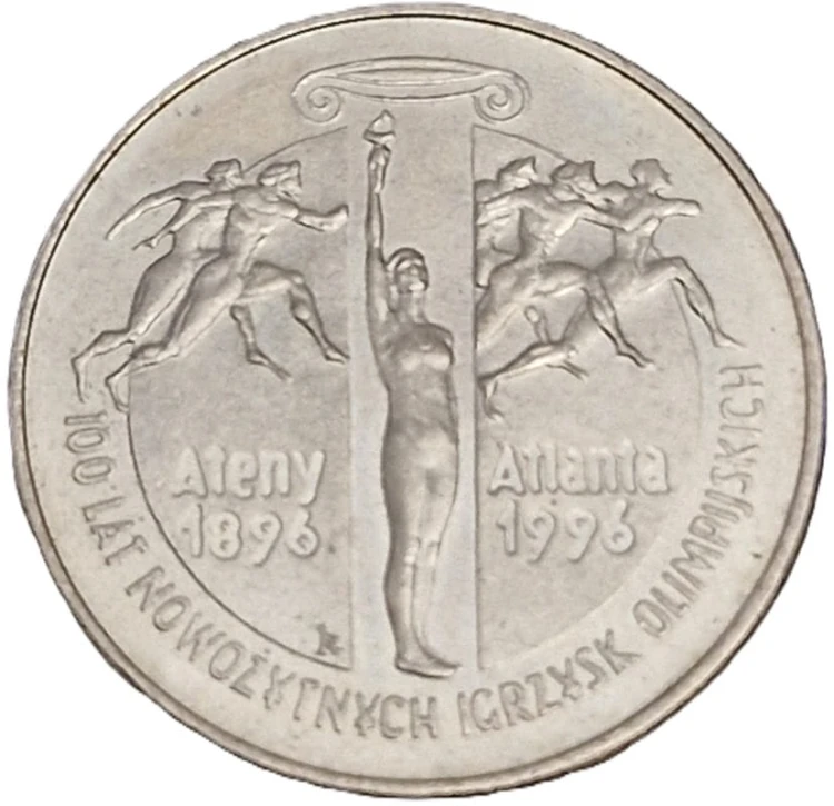 Moneta okolicznościowa 2 zł 100 lat Nowożytnych Igrzysk Olimpijskich 1995 rewers