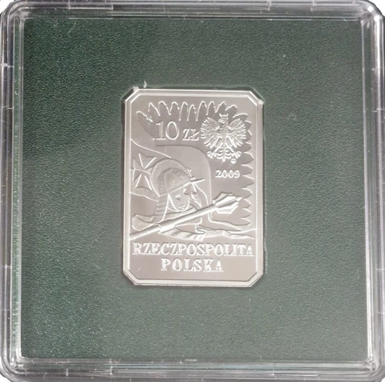 Moneta 10 zł Husarz XVII wiek 2009 awers box