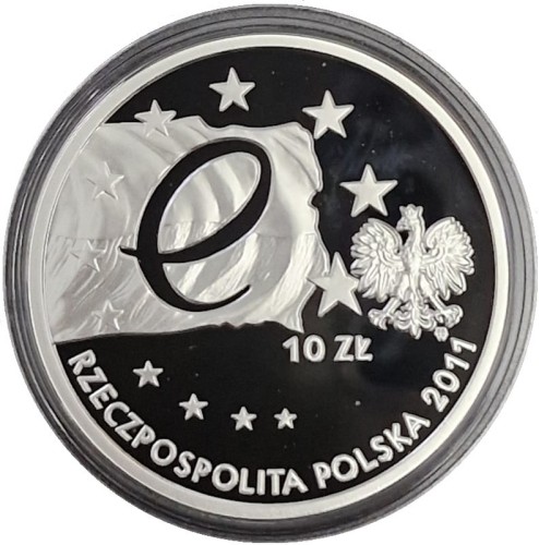 Moneta 10 zł Przewodnictwo Polski w Radzie UE 2011 awers