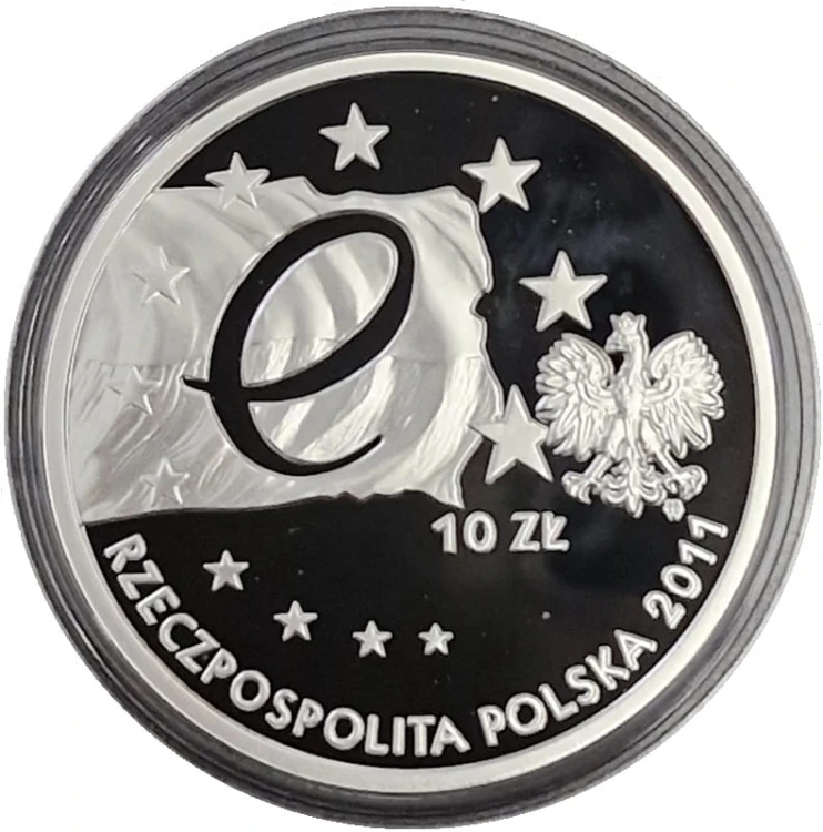 Moneta 10 zł Przewodnictwo Polski w Radzie UE 2011 awers