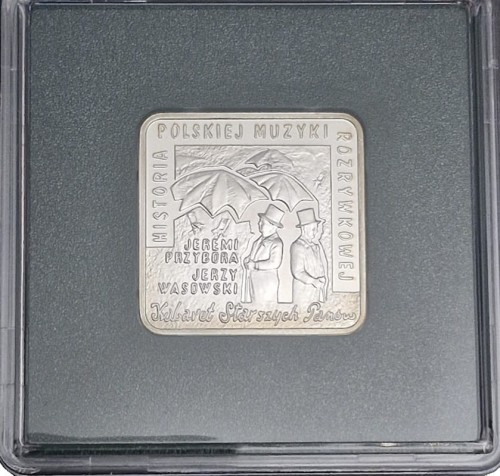 Moneta 10 zł Jeremi Przybora Jerzy Wasowski kwadrat 2011 rewers