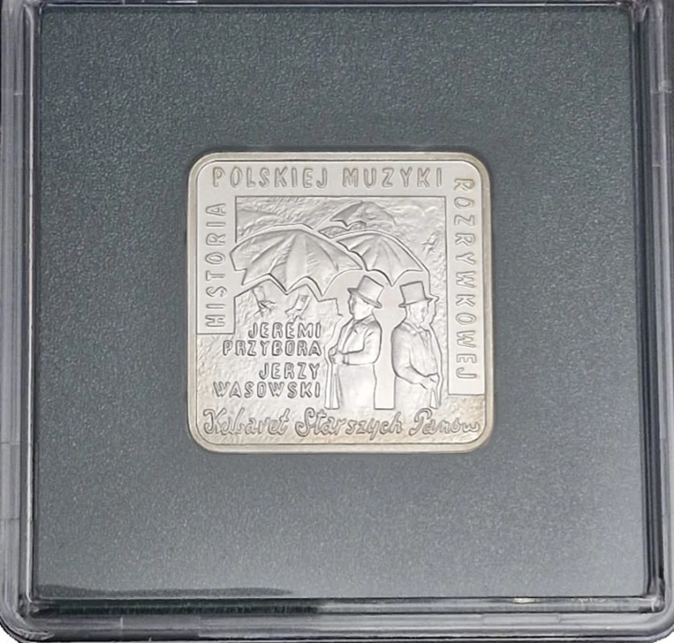 Moneta 10 zł Jeremi Przybora Jerzy Wasowski kwadrat 2011 rewers