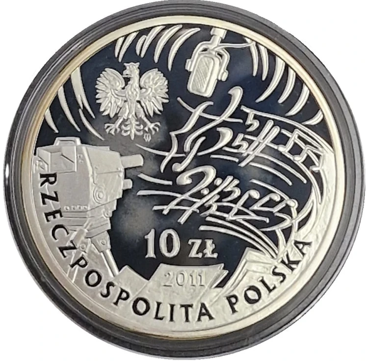 Moneta 10 zł Jeremi Przybora Jerzy Wasowski 2011 awers