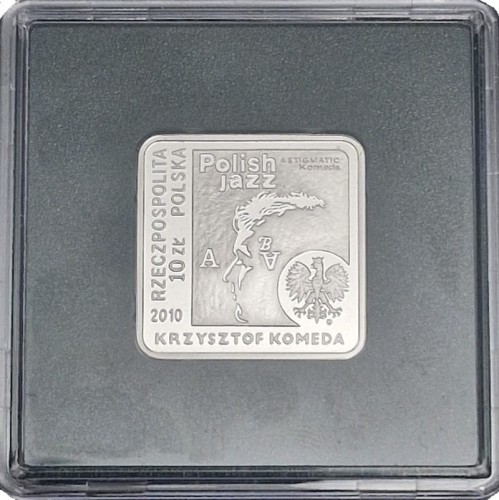 Moneta 10 zł Krzysztof Komeda kwadrat 2010 awers