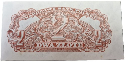 Banknot 2 zł 1944 seria lubelska owym rewers