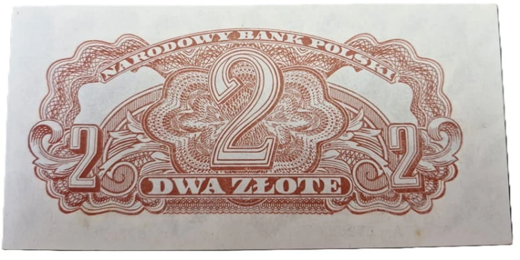 Banknot 2 zł 1944 seria lubelska owym rewers