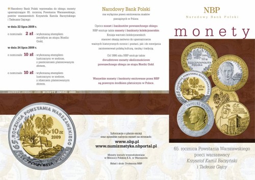 Folder emisyjny do monet 10 złotych 2009