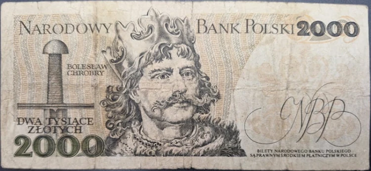Banknot 2000 zł 1979 seria jednoliterowa Mieszko I jednoliterowe rewers