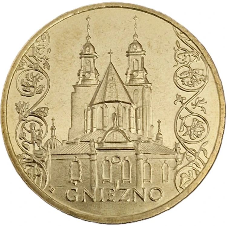 Moneta okolicznościowa 2 zł Gniezno 2005 rewers