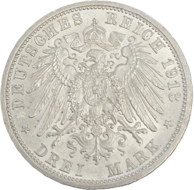 Moneta 3 marki 1913 A Wilhelm II Prusy 25 rocznica panowania awers